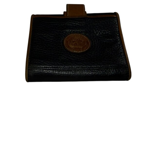 Vintage Dooney & Bourke Tri-Fold Wallet Black and Brown Pebbled Leather - Picture 6 of 14